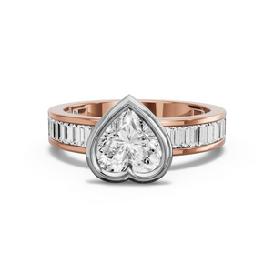 Image for Heart Classic Bezel Ring with Baguette Channel band
