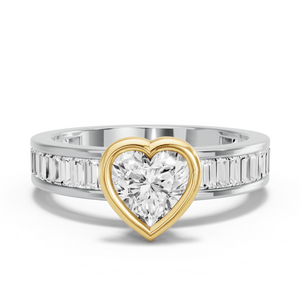 Image for Heart Classic Bezel Ring with Baguette Channel band