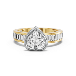 Image for Heart Classic Bezel Ring with Baguette Channel band