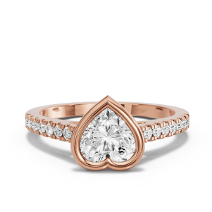 Image for Heart Classic Bezel Ring with Cathedral Pave band