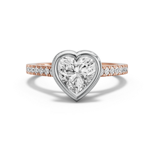 Image for Heart Classic Bezel Ring with Cathedral Pave band