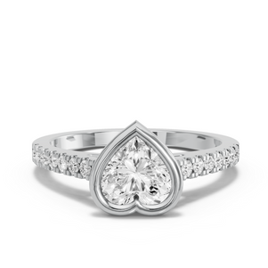 Image for Heart Classic Bezel Ring with Cathedral Pave band