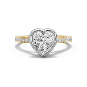 Image for Heart Classic Bezel Ring with Cathedral Pave band