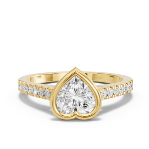 Image for Heart Classic Bezel Ring with Cathedral Pave band