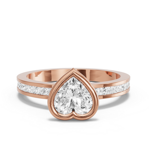 Image for Heart Classic Bezel Ring with Channel band