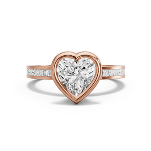 Image for Heart Classic Bezel Ring with Channel band in 18K Rose Gold