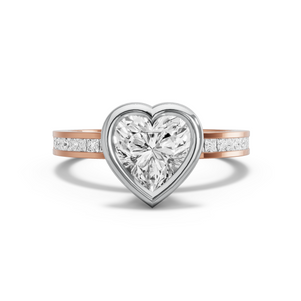 Image for Heart Classic Bezel Ring with Channel band in 14K Two Tone Rose Gold