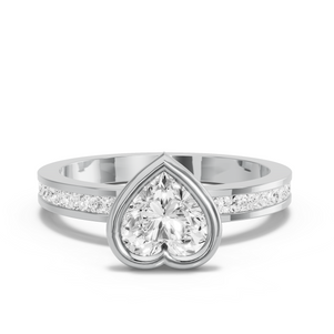 Image for Heart Classic Bezel Ring with Channel band
