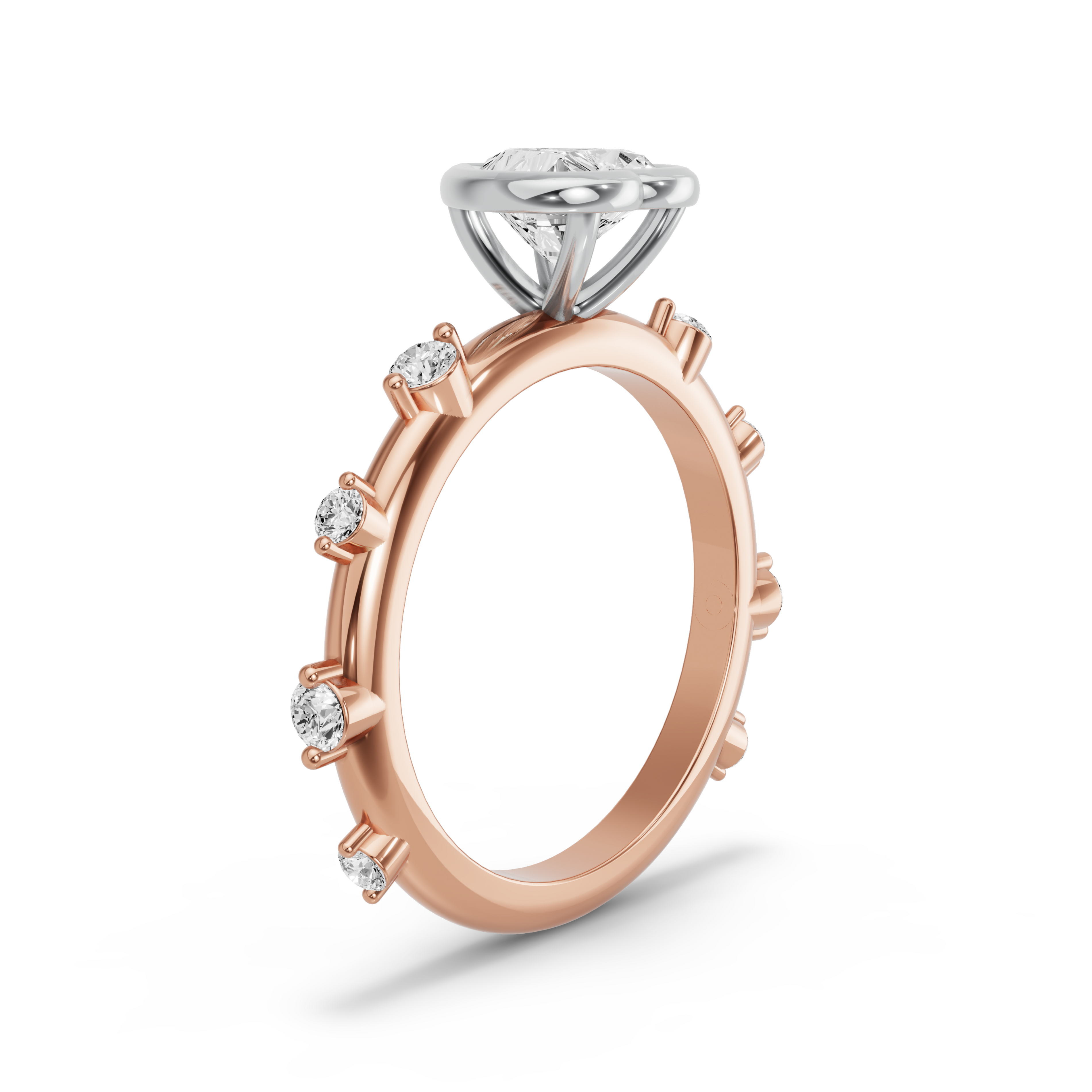 Image for heart-classic-bezel-ring-with-floating-station-band-in-10k-two-tone-rose-gold