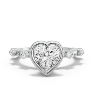 Image for Heart Classic Bezel Ring with Floating Station band