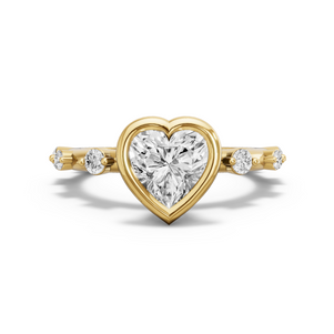 Image for Heart Classic Bezel Ring with Floating Station band in 18K Yellow Gold
