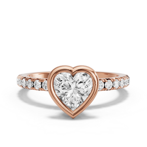 Image for Heart Classic Bezel Ring with French Pave band