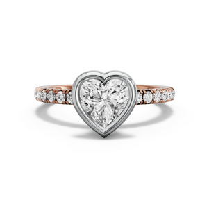 Image for Heart Classic Bezel Ring with French Pave band