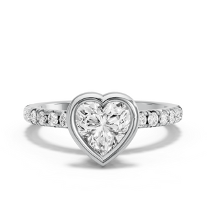 Image for Heart Classic Bezel Ring with French Pave band