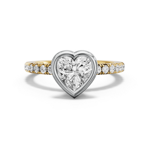 Image for Heart Classic Bezel Ring with French Pave band