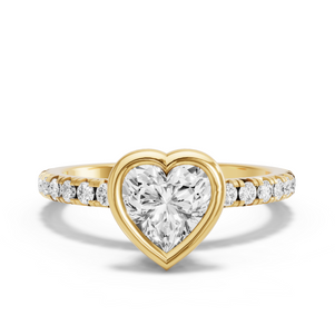 Image for Heart Classic Bezel Ring with French Pave band