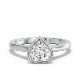 Image for Heart Classic Bezel Ring with Knife Edge Cathedral band