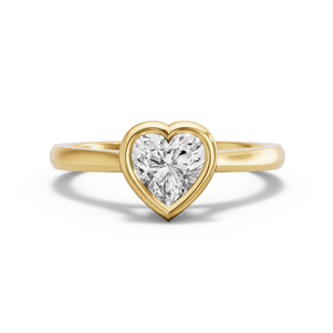 Image for Heart Classic Bezel Ring with Knife Edge Cathedral band in 14K Yellow Gold
