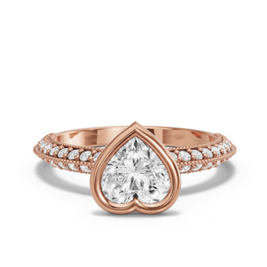 Image for Heart Classic Bezel Ring with Knife Edge Pave band