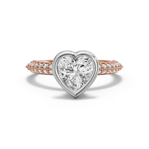 Image for Heart Classic Bezel Ring with Knife Edge Pave band
