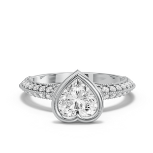 Image for Heart Classic Bezel Ring with Knife Edge Pave band