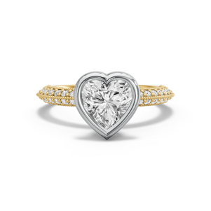 Image for Heart Classic Bezel Ring with Knife Edge Pave band