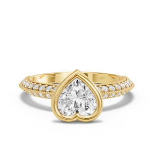 Image for Heart Classic Bezel Ring with Knife Edge Pave band