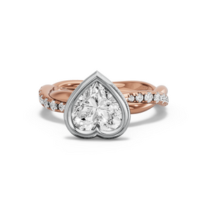 Image for Heart Classic Bezel Ring with Rope Pave band