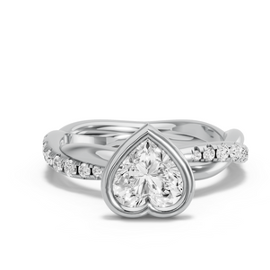 Image for Heart Classic Bezel Ring with Rope Pave band