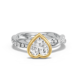 Image for Heart Classic Bezel Ring with Rope Pave band