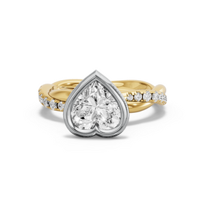 Image for Heart Classic Bezel Ring with Rope Pave band