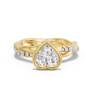 Image for Heart Classic Bezel Ring with Rope Pave band