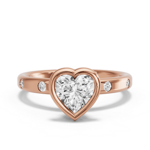 Image for Heart Classic Bezel Ring with Sleek Accent band
