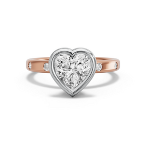 Image for Heart Classic Bezel Ring with Sleek Accent band
