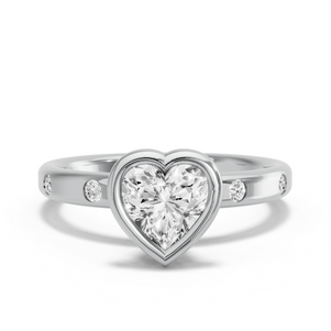 Image for Heart Classic Bezel Ring with Sleek Accent band