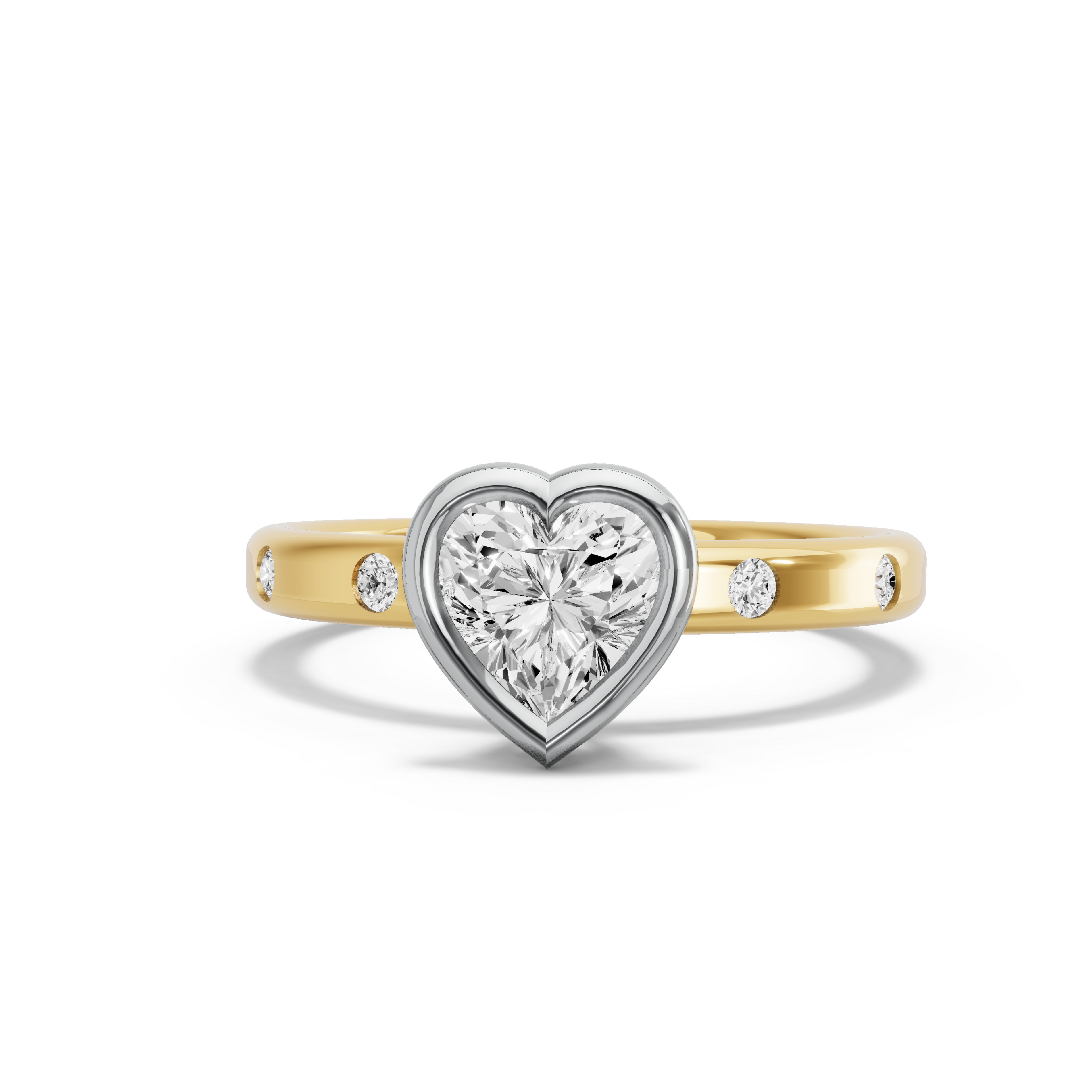 Image for heart-classic-bezel-ring-with-sleek-accent-band-in-18k-two-tone-yellow-gold
