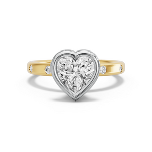 Image for Heart Classic Bezel Ring with Sleek Accent band