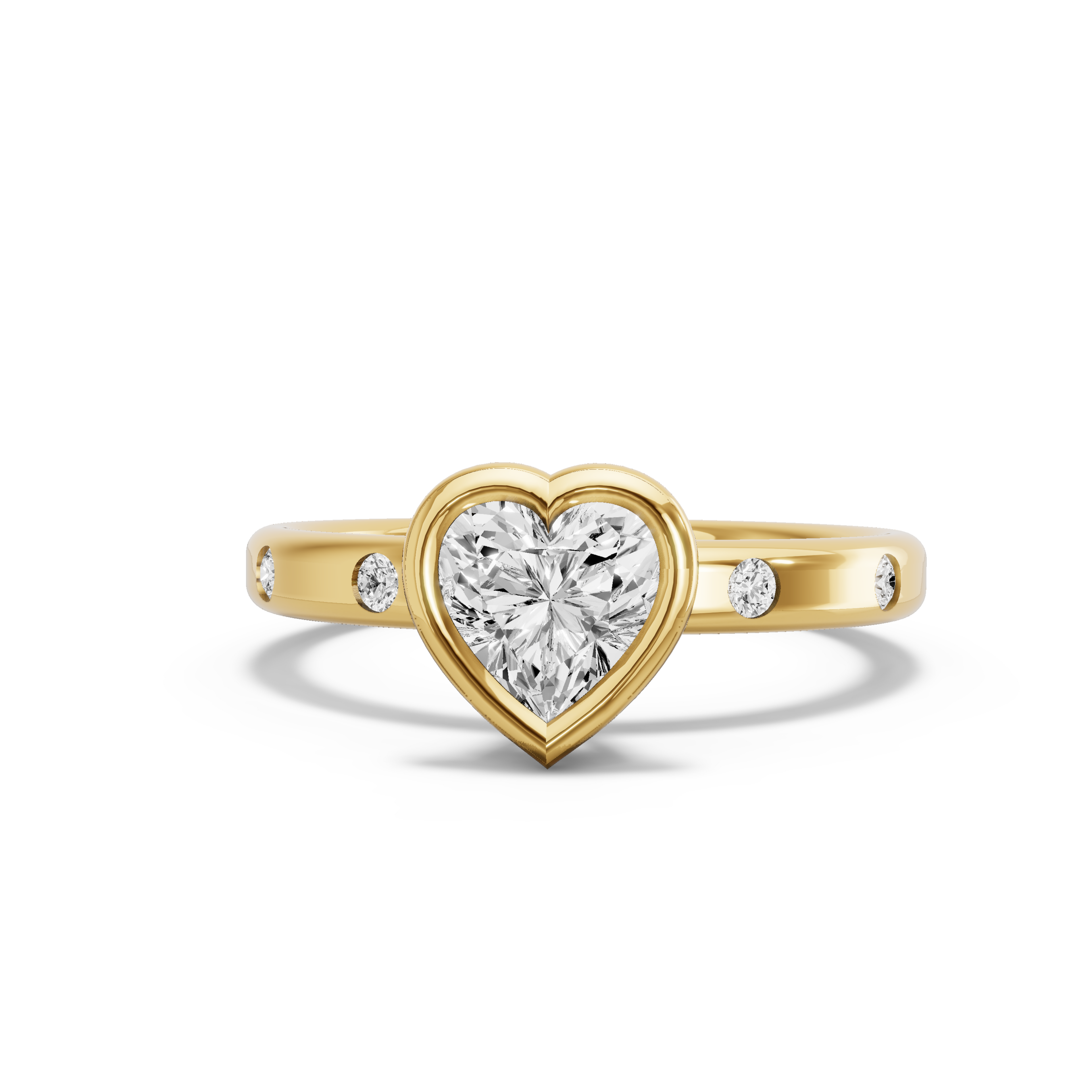 Image for heart-classic-bezel-ring-with-sleek-accent-band-in-10k-yellow-gold