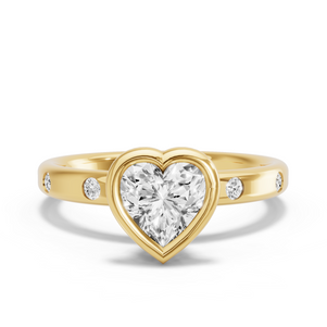 Image for Heart Classic Bezel Ring with Sleek Accent band