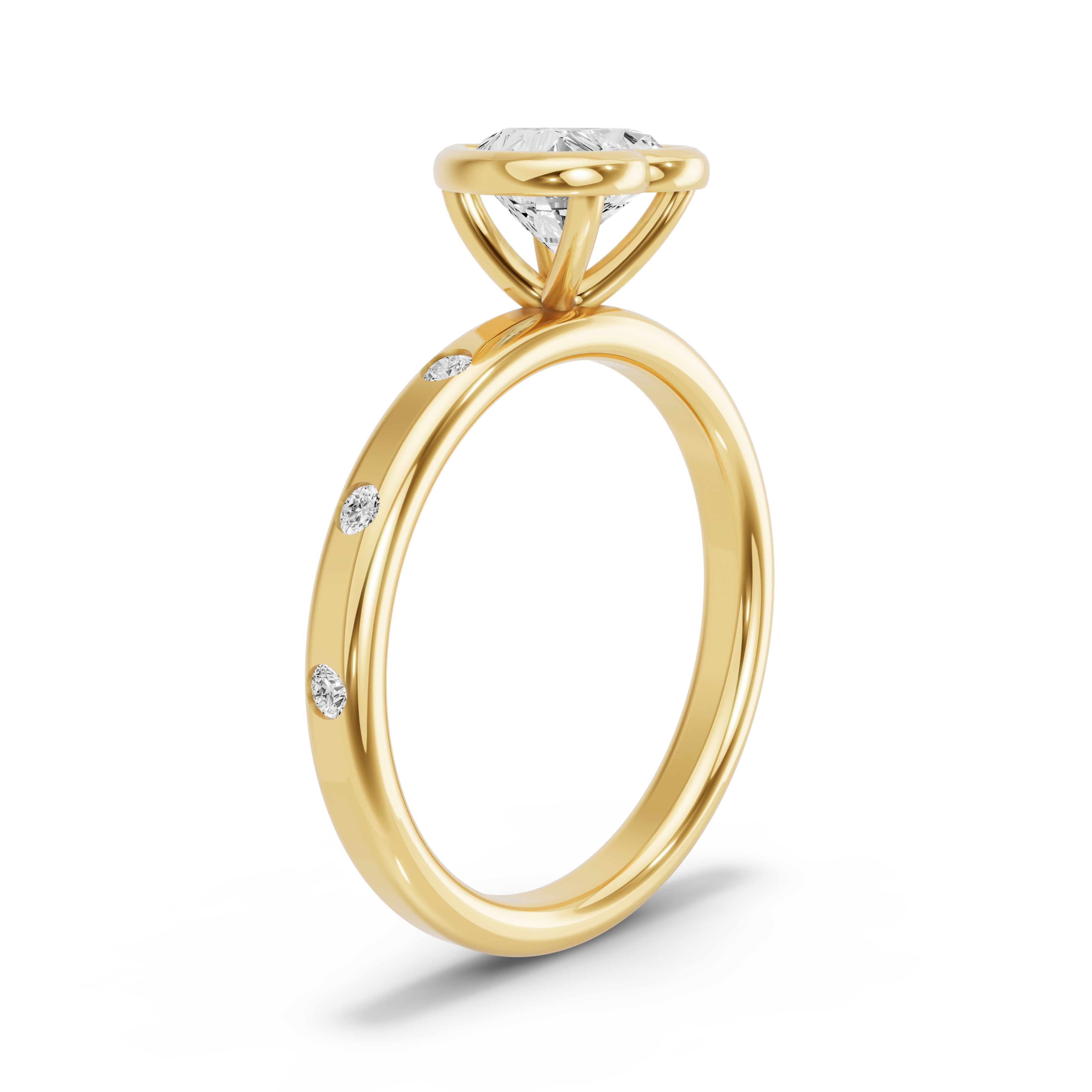 Image for heart-classic-bezel-ring-with-sleek-accent-band-in-10k-yellow-gold