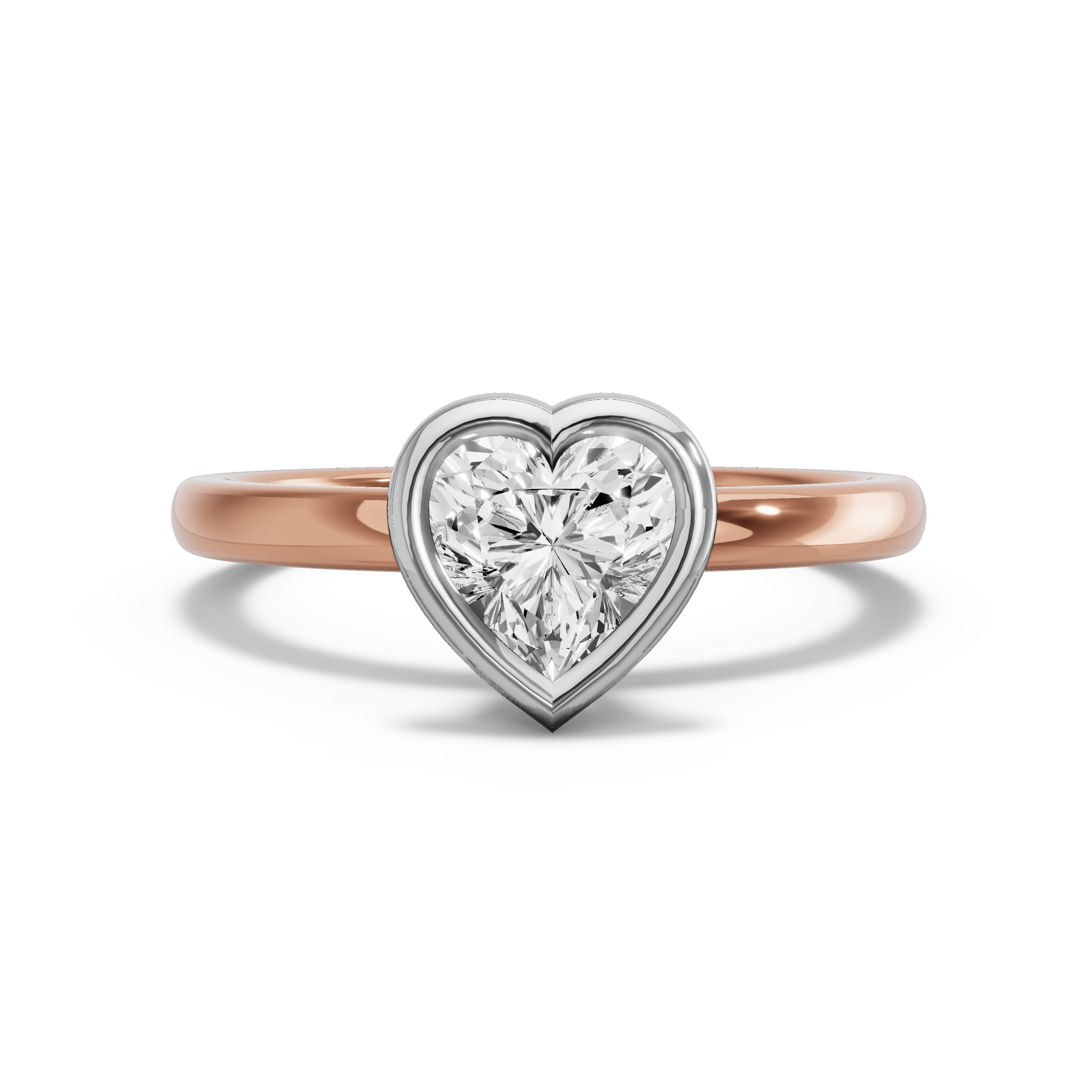 Image for Heart Classic Bezel Ring with Solitaire band in 14K Two Tone Rose Gold