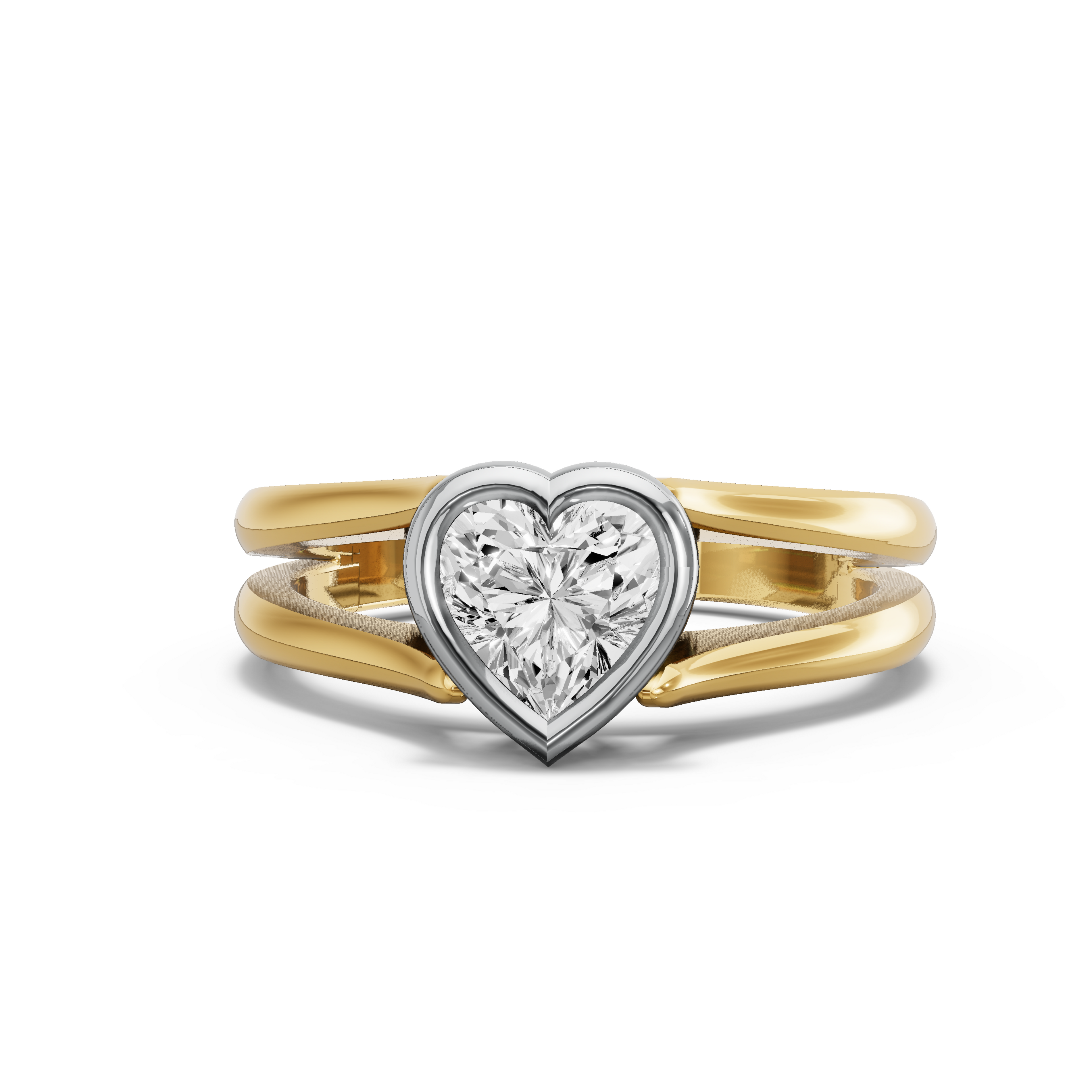 Image for heart-classic-bezel-ring-with-split-ring-solitaire-band-in-18k-two-tone-yellow-gold