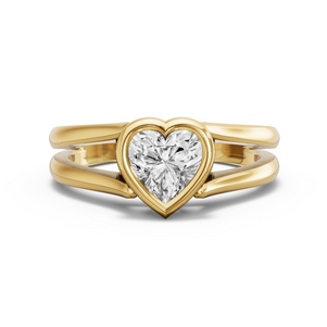 Image for Heart Classic Bezel Ring with Split Ring Solitaire band in 14K Yellow Gold