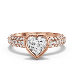 Image for Heart Classic Bezel Ring with Triple Row Pave band