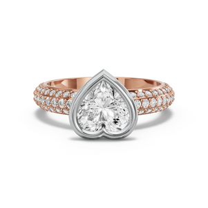 Image for Heart Classic Bezel Ring with Triple Row Pave band