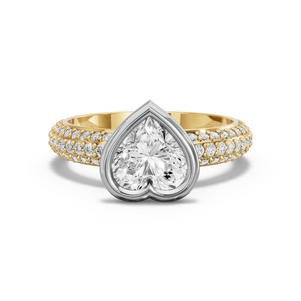 Image for Heart Classic Bezel Ring with Triple Row Pave band