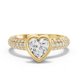 Image for Heart Classic Bezel Ring with Triple Row Pave band