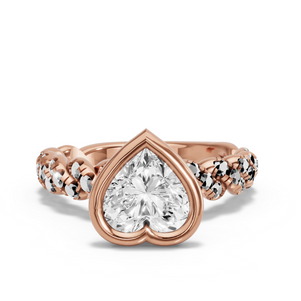 Image for Heart Classic Bezel Ring with Twist Pave band
