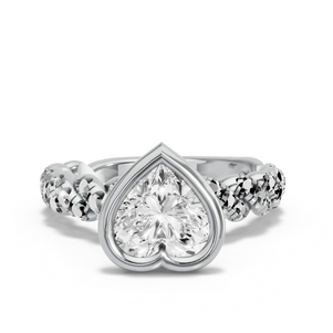 Image for Heart Classic Bezel Ring with Twist Pave band