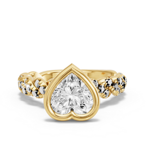 Image for Heart Classic Bezel Ring with Twist Pave band